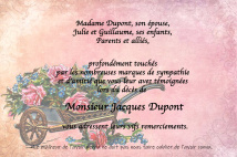 Faire-part décès -deuil- remerciement Carte Brouette fleuri rosé